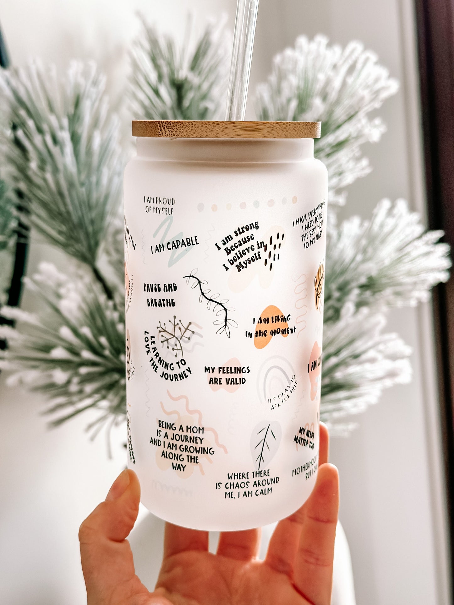 Mom Daily Affirmations Glass Tumbler