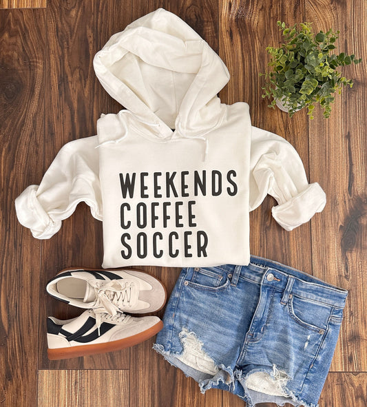 weekend coffee soccer sweatshirt