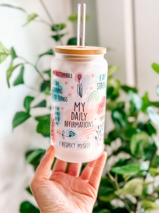 My Daily Affirmations Glass Tumbler